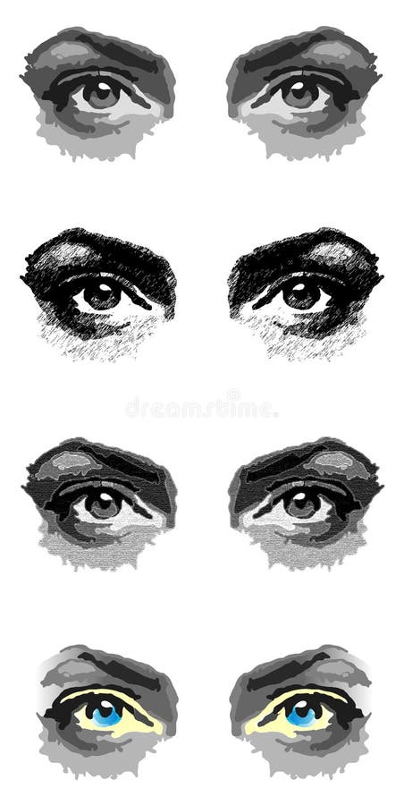 Two beautiful female eyes sketch Royalty Free Vector Image