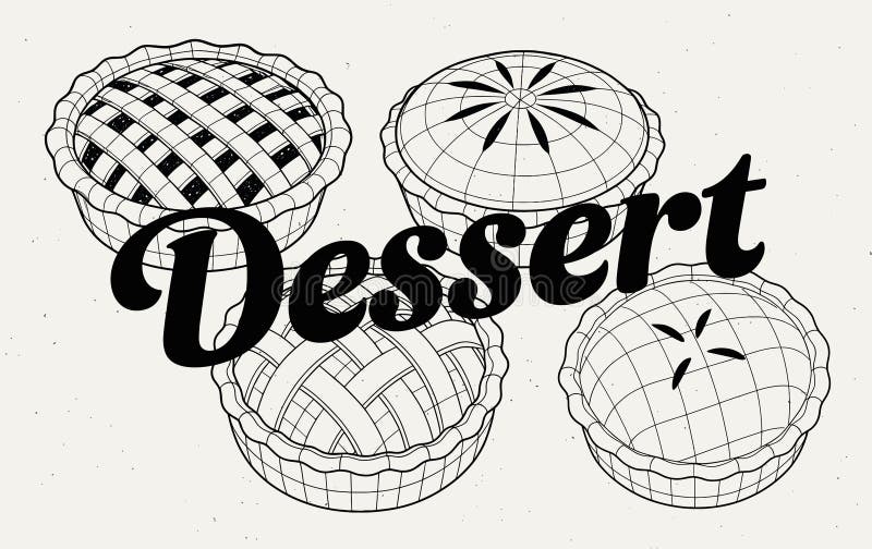Wireframe style pies set royalty free illustration