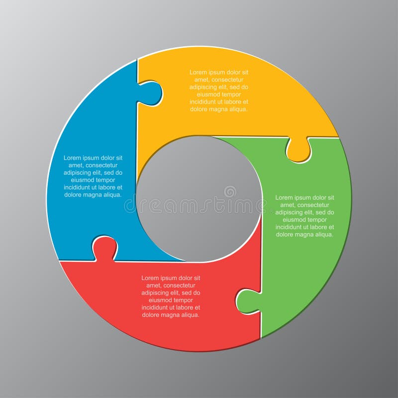 Four pieces jigsaw puzzle circles diagram graphic