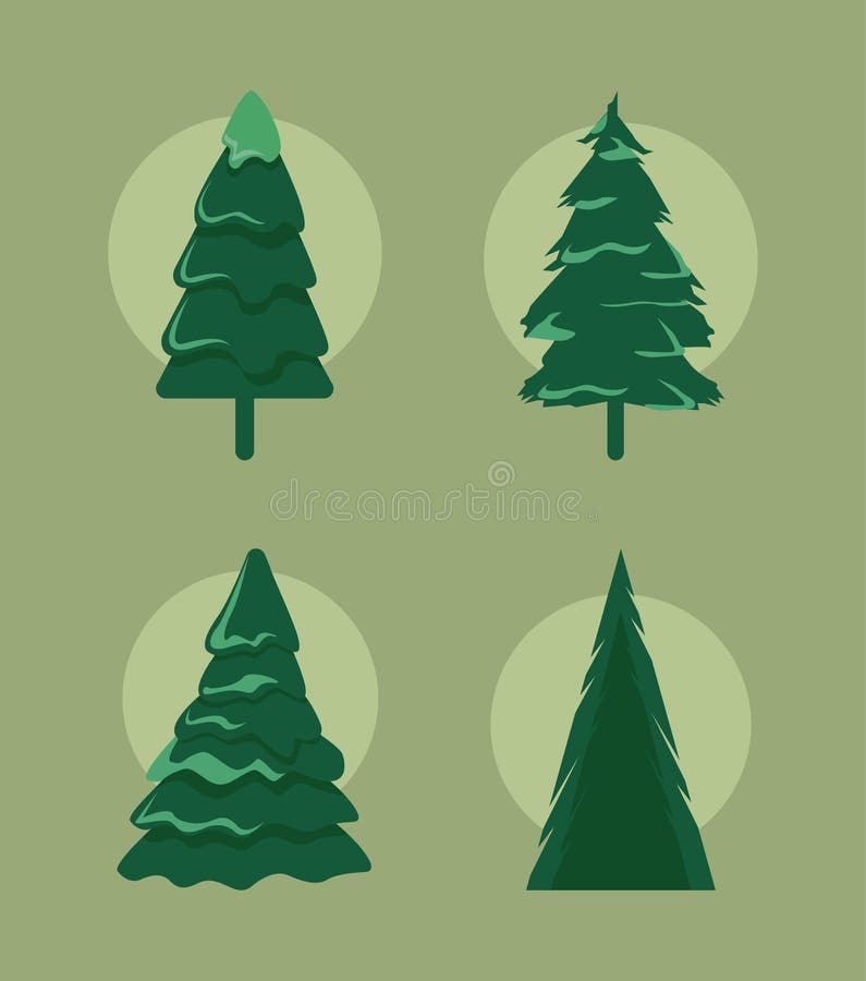 Four pines trees stock illustration