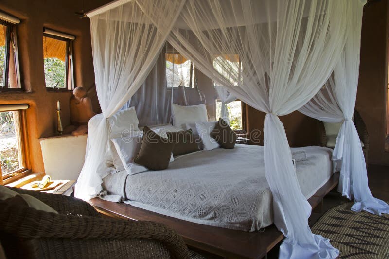 Four-poster bed in an African lodge