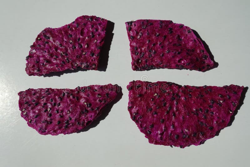 Four Purple Dried Dragon Fruit Chips Stock Image Image of crisps, food 272843467