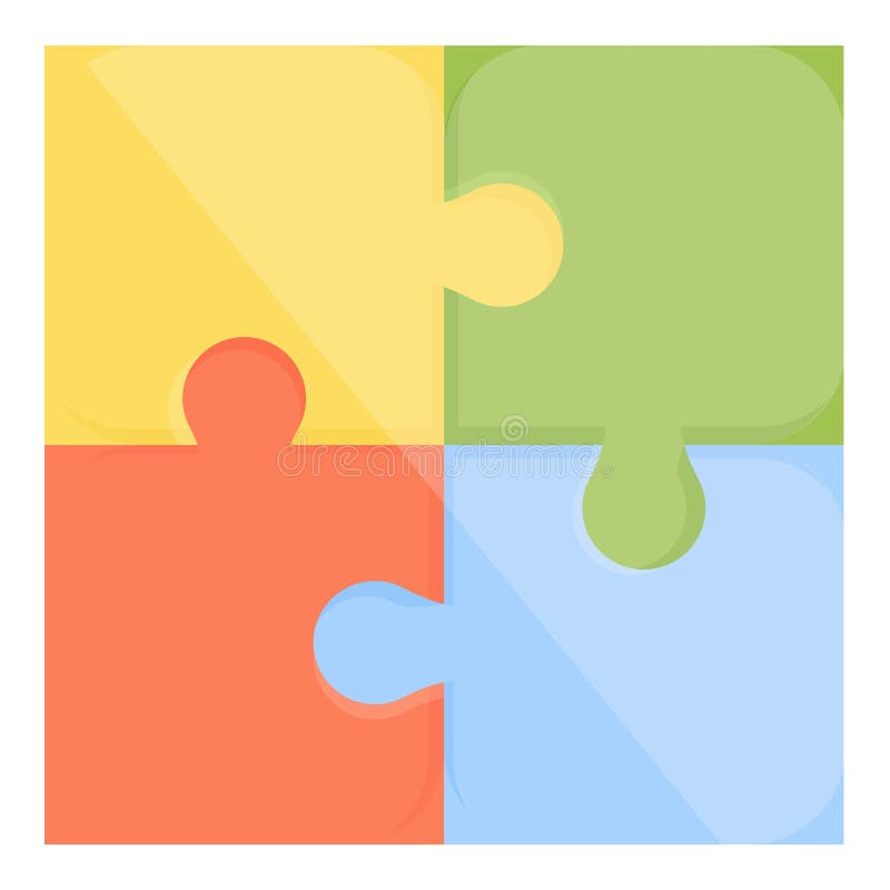 Four puzzle pieces completing a square shape vector illustration