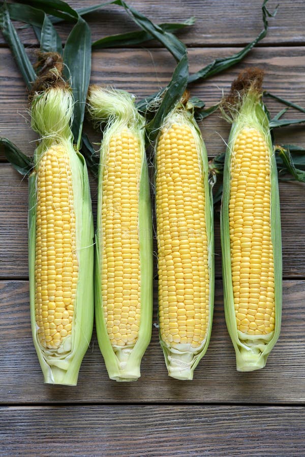 Four raw corn cob