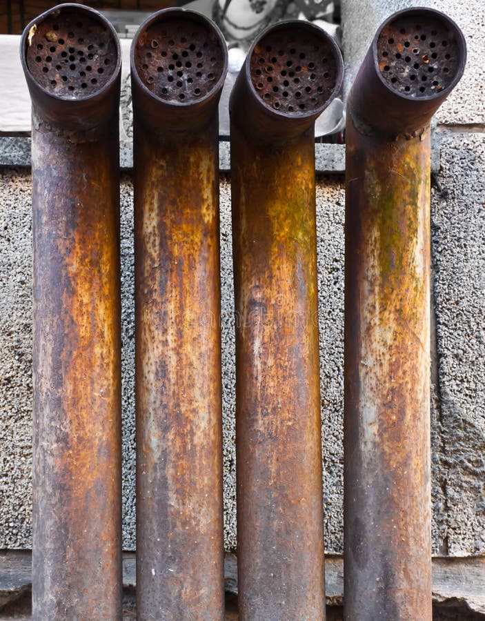 Four rusty pipes stock image. Image of duct, pipe, background - 16707811
