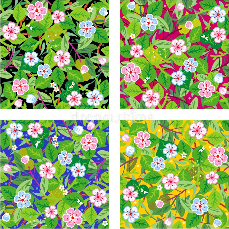 Four seamless floral patterns stock illustration Four seamless floral patterns stock illustration