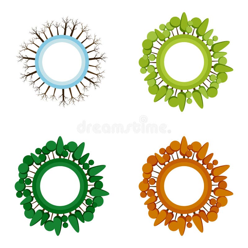 Four seasons icon set. Vector illustrations. Tree of spring, summer, autumn and winter. For printing and infographic royalty free illustration Four seasons icon set. Vector illustrations. Tree of spring, summer, autumn and winter. For printing and infographic royalty free illustration