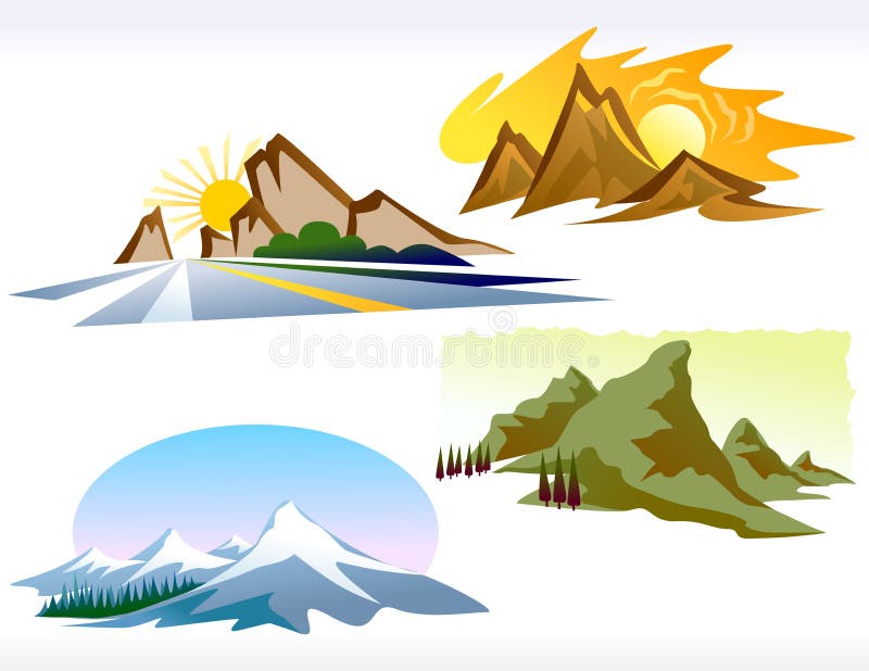 Four Seasons Mountain ICONs vector illustration