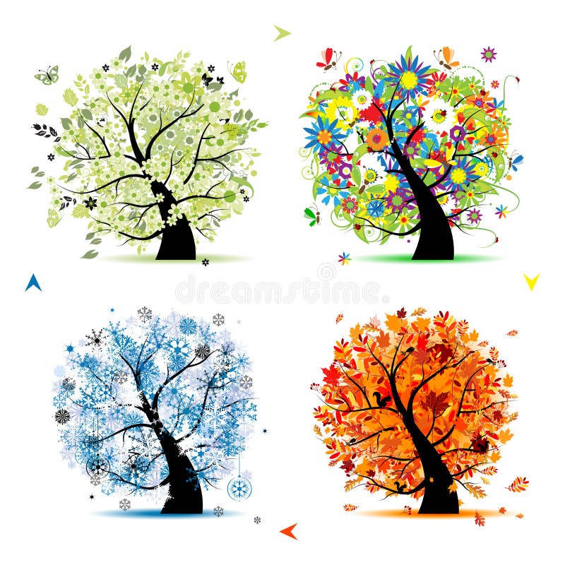 Four seasons-spring, summer, autumn, winter tree