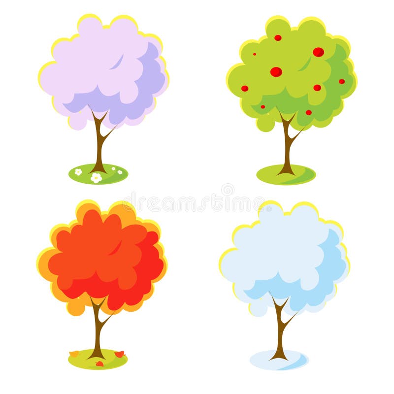 Four Seasons - Spring, Summer, Autumn, Winter. Stock Vector - Illustration  of rowan, decoration: 19038345