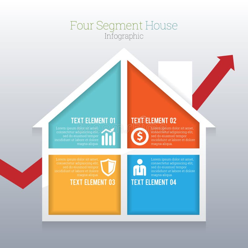 Vector illustration of four part segment house infographic. Vector illustration of four part segment house infographic.