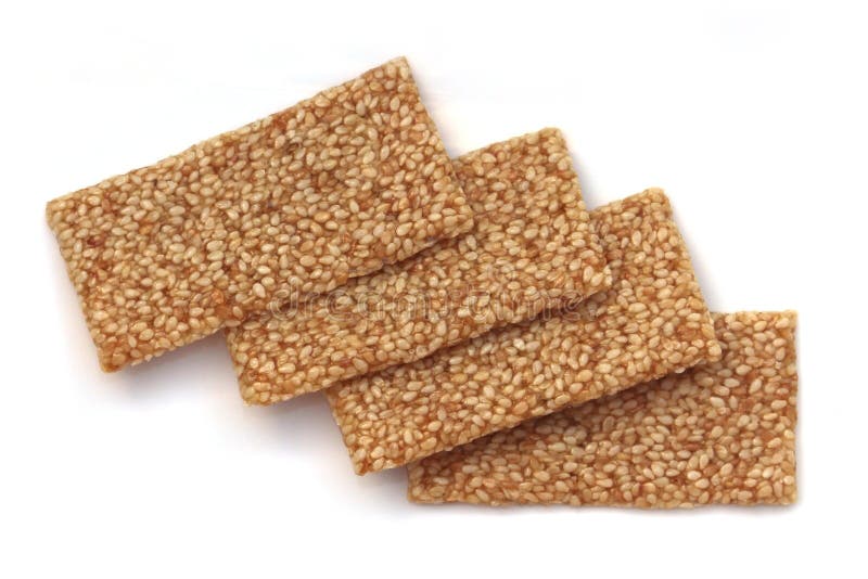 Four sesame seed snaps stock image. Image of nutrition 220742069