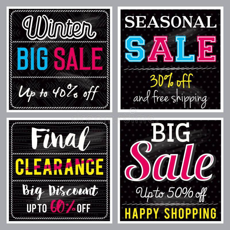 Black Square Banners with Sale Offer, Vector Stock Vector ...