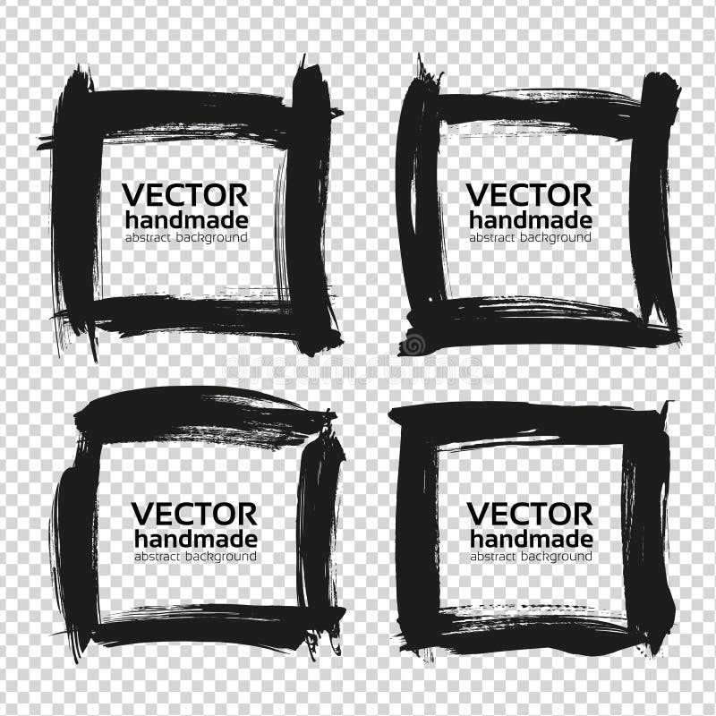 Four square frames from black abstract smears royalty free illustration