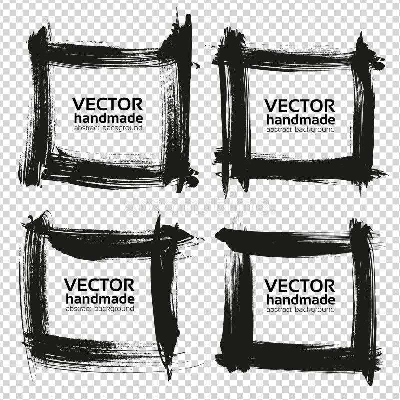 Four square frames from black smears on imitation transparent background royalty free illustration