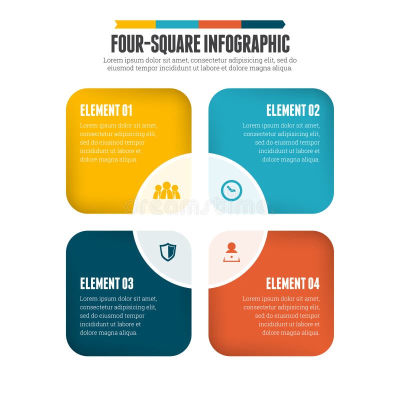 Square For Infographics. Minimalistic Chart, Diagram With 4 Steps, Parts.  Vector Design Template. Royalty Free SVG, Cliparts, Vectors, and Stock  Illustration. Image 58718167.