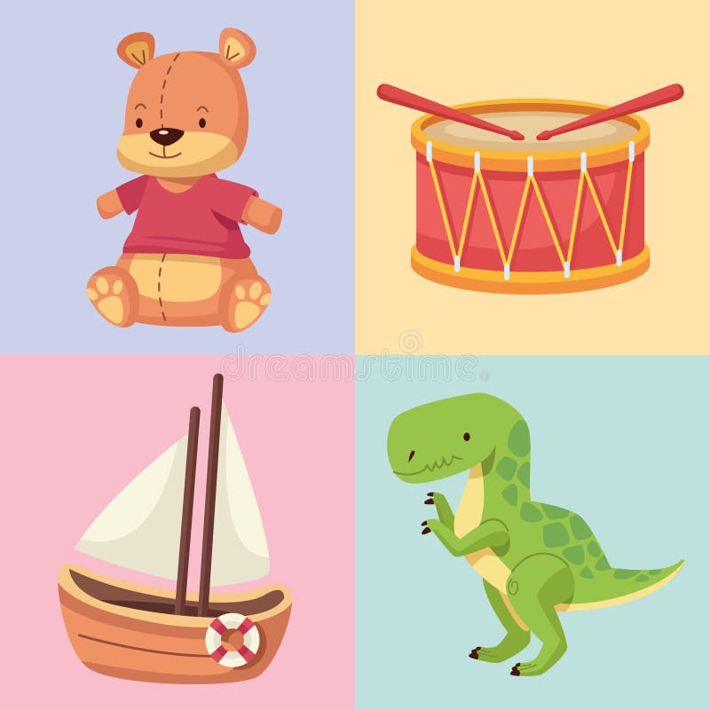 Four toys icons royalty free illustration