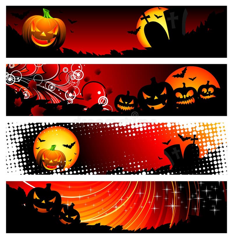 Four vector banner on a Halloween theme