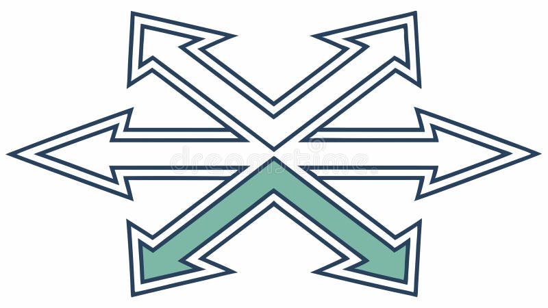 Four-way multidirectional arrows icon for crossroads, vector design Generative AI stock illustration