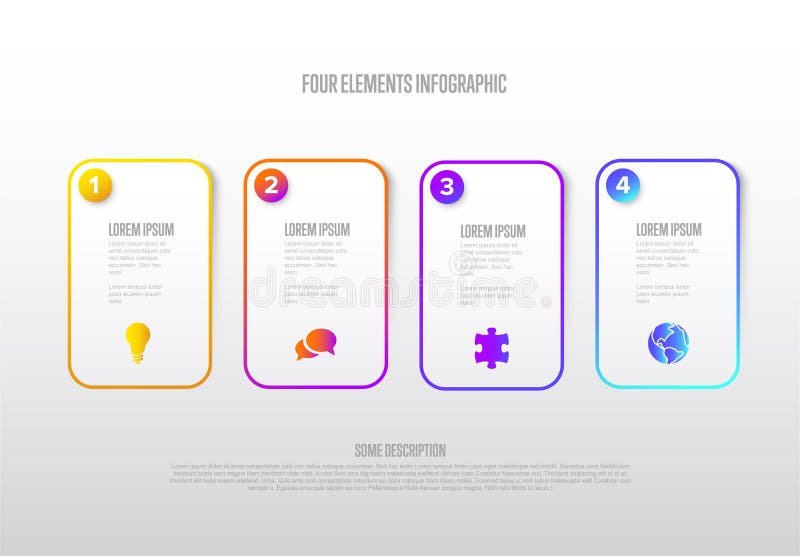 Four white block steps process infographic royalty free illustration