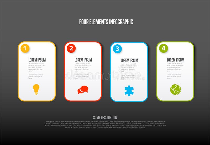 Four white block steps process infographic stock illustration