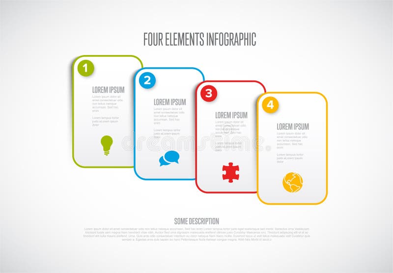 Four white block steps process infographic royalty free illustration