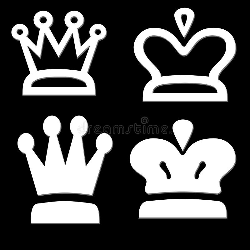 Four White Crown Shapes