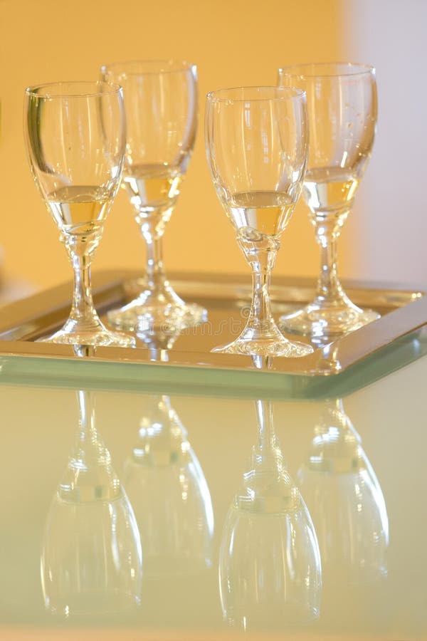 Four Wine Glasses with White Wine Stock Photo Image of beverage