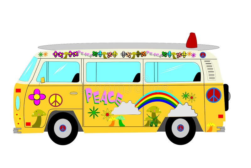 Fourgon hippie illustration libre de droits Fourgon hippie illustration libre de droits