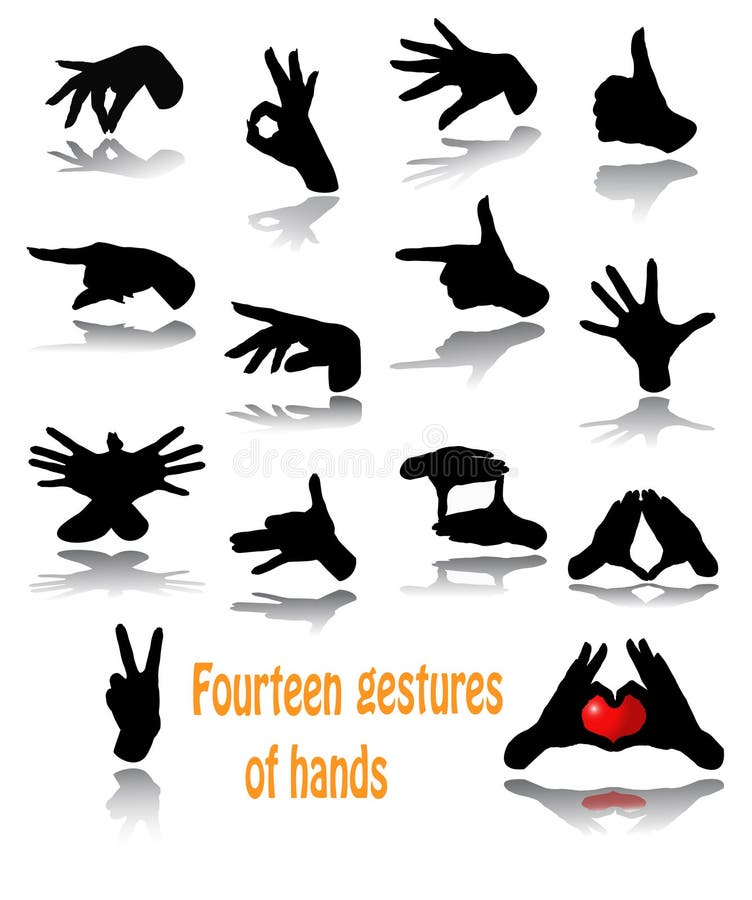 Fourteen gestures of hands