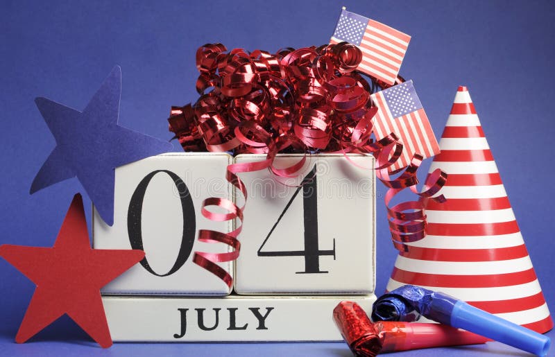 Fourth of July celebration, save the date white block calendar