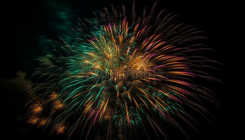 Fourth of July Celebration Vibrant Colors, Exploding Fireworks ...