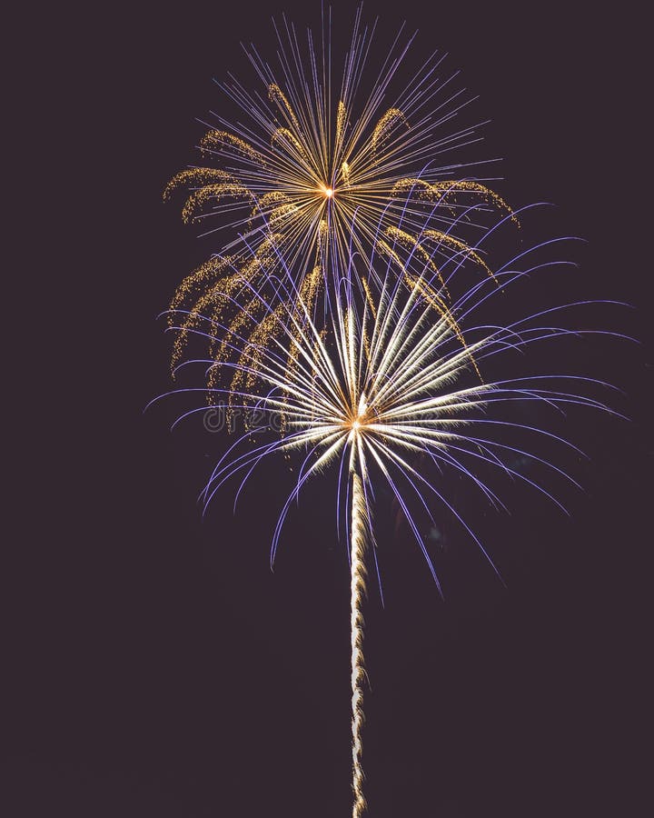 Fourth of July fireworks in the city at night stock illustration Fourth of July fireworks in the city at night stock illustration
