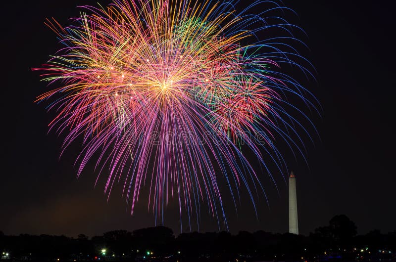Fourth of July Fireworks on the National Park Tidal Basin, with the