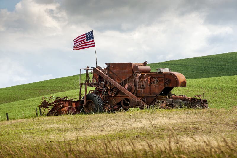 Fourth of July Patriotism On An old Harvester.