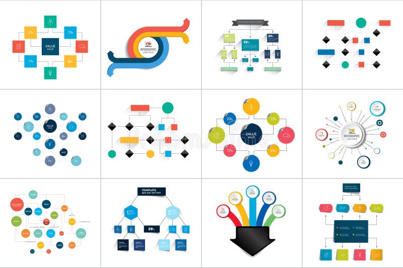 Fowcharts schemes, diagrams. Mega set. Simply color editable. stock illustration Fowcharts schemes, diagrams. Mega set. Simply color editable. stock illustration