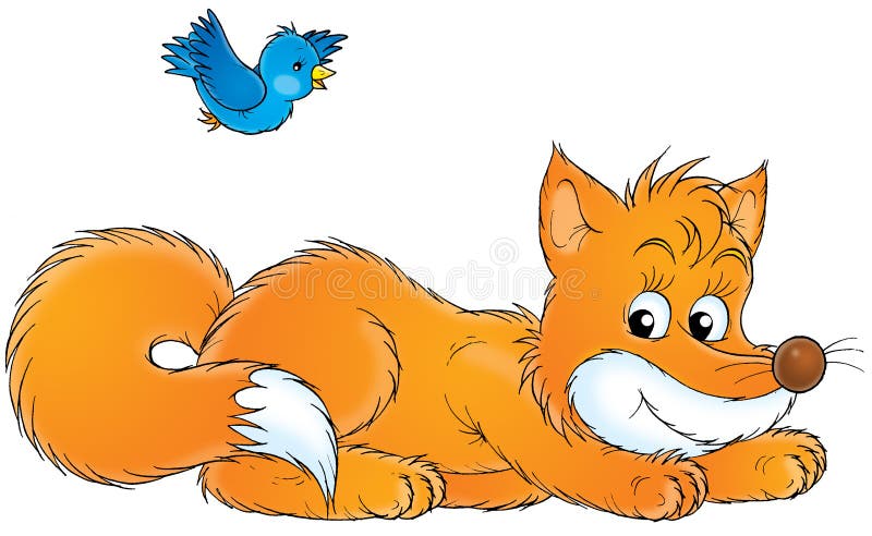 Fox and bird vector illustration