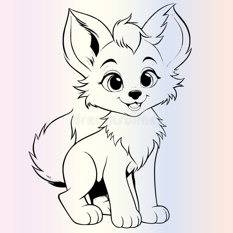 Fox Cartoon Coloring Page for Kids Stock Vector Illustration of