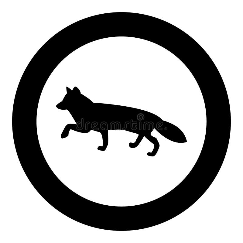 Fox del color del negro del icono de las siluetas en círculo libre illustration Fox del color del negro del icono de las siluetas en círculo libre illustration