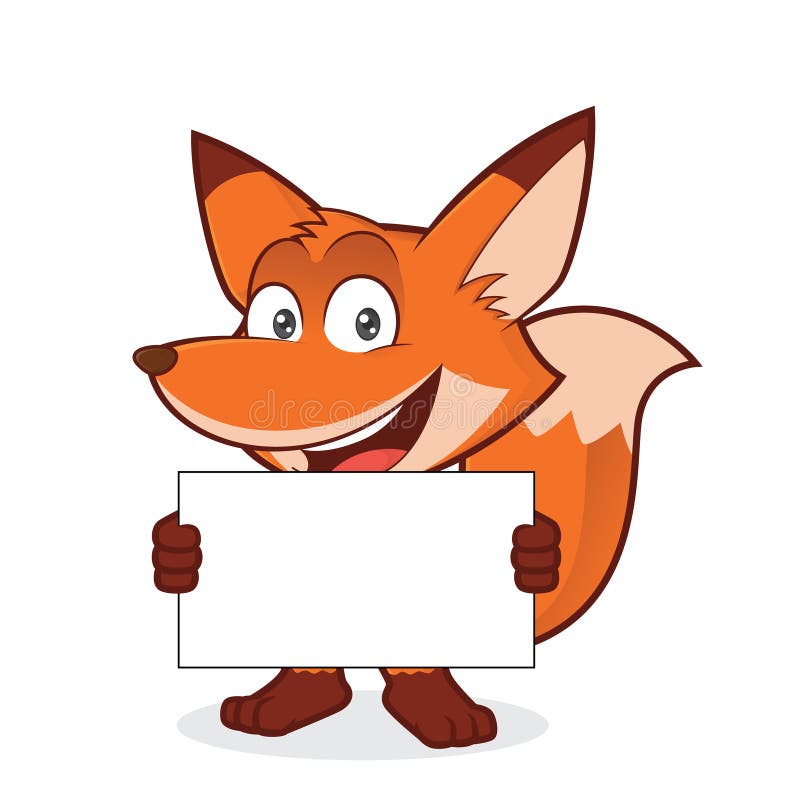 Fox, der ein leeres Zeichen hält