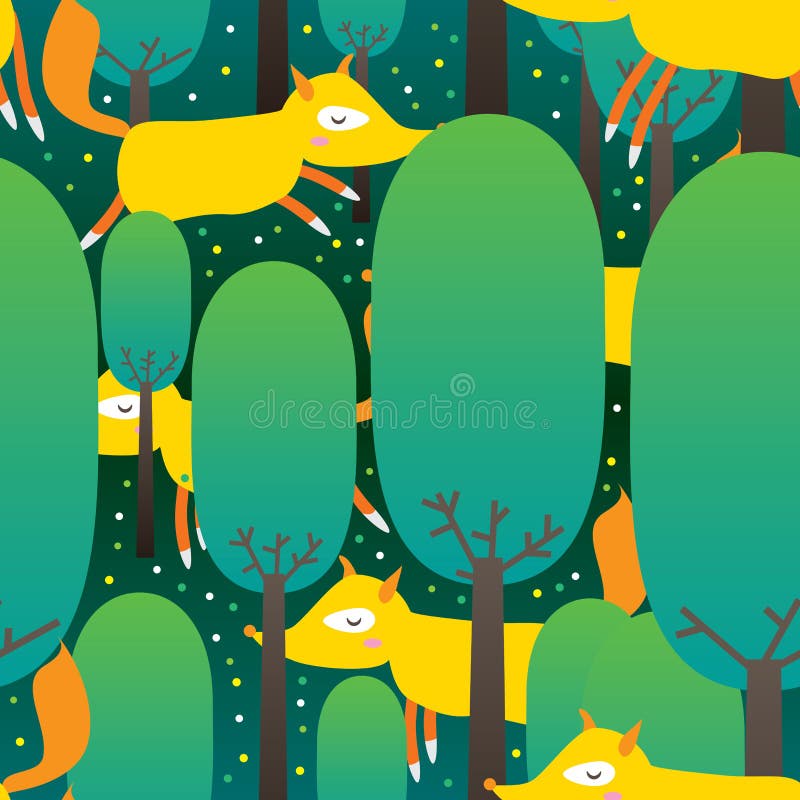 Fox forest Seamless Pattern_eps