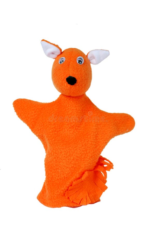 Orange fox hand puppet isolated. Little marionette stock images, royalty-free photos and pictures