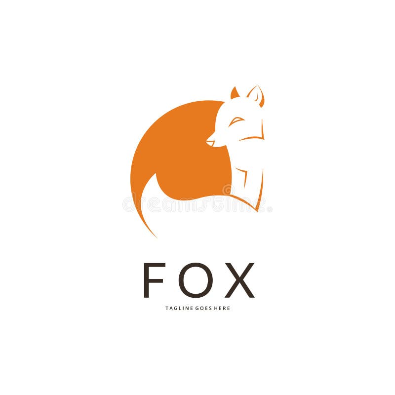 Orange Fox Logo Vector With The Text Stock Vector - Illustration of