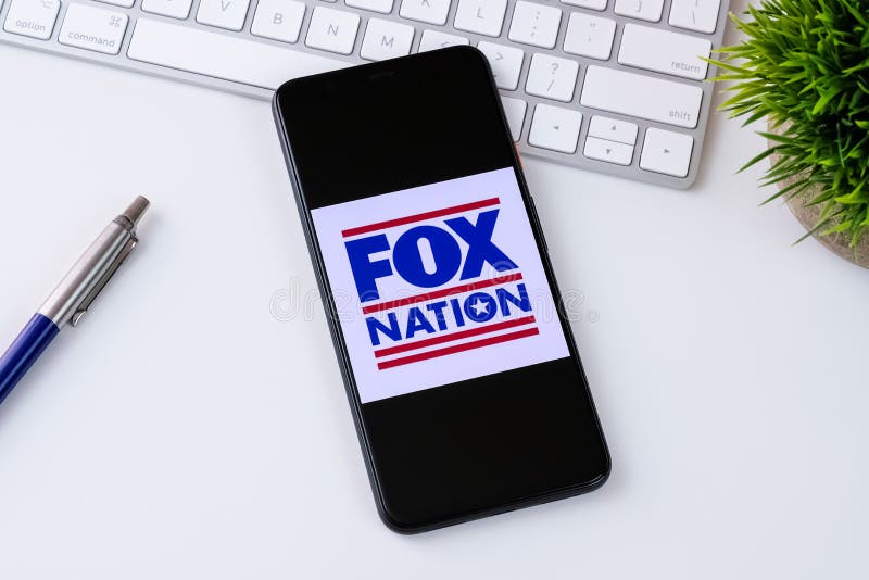 Fox Nation app logo on a smartphone screen.