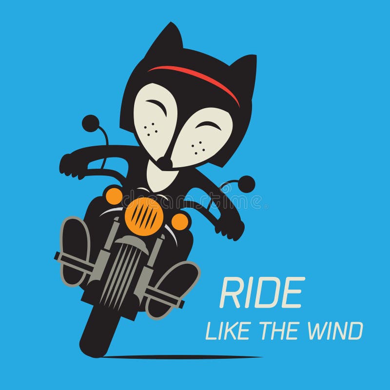 Fox rowerzysta jedzie motocykl Rowerzyści wydarzenie lub festiwal royalty ilustracja Fox rowerzysta jedzie motocykl Rowerzyści wydarzenie lub festiwal royalty ilustracja