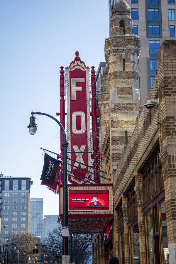 The Fox Theater Sign Surrounded by Office Buildings, Apartments and
