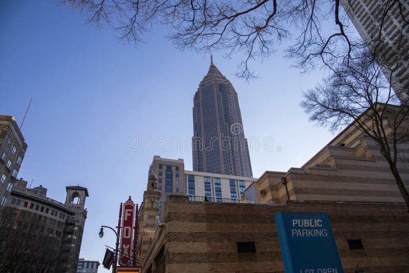 The Fox Theater Sign Surrounded by Office Buildings, Apartments and