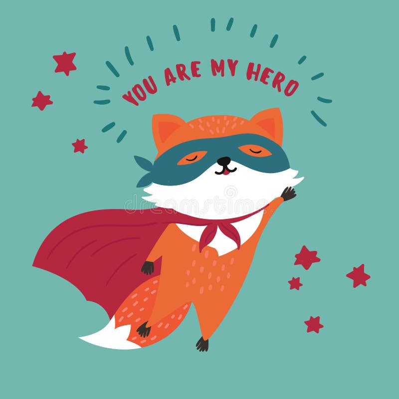 Fox w bohater pelerynie i masce Ty jesteś mój bohaterem royalty ilustracja Fox w bohater pelerynie i masce Ty jesteś mój bohaterem royalty ilustracja
