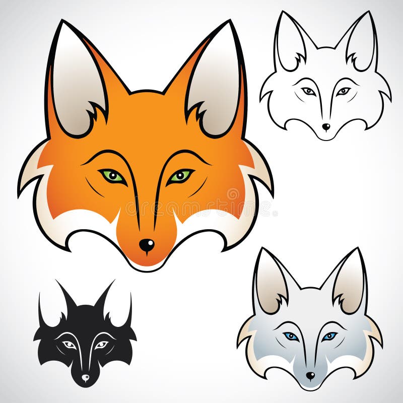 Vector illustration of fox head in various color. Vector illustration of fox head in various color