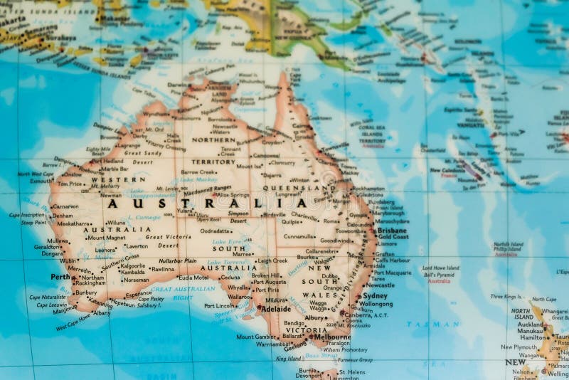 Focus on Australia on the world map. Focus on Australia on the world map.